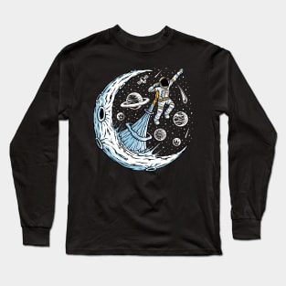 astronaut flying illustration Long Sleeve T-Shirt